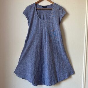 Eva Tralala Heather Blue Shift Dress Lagenlook Minimalist M/L